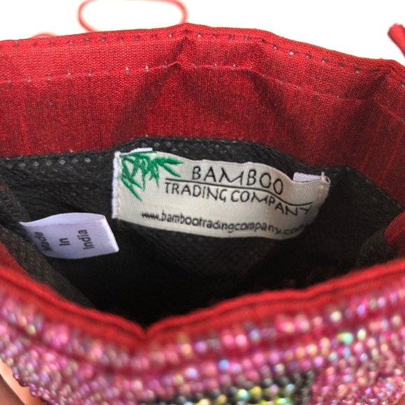 Bamboo Trading Company Red Wine Lovers Club Bag Beaded Phone Crossbody, Merlot - Picture 8 of 14